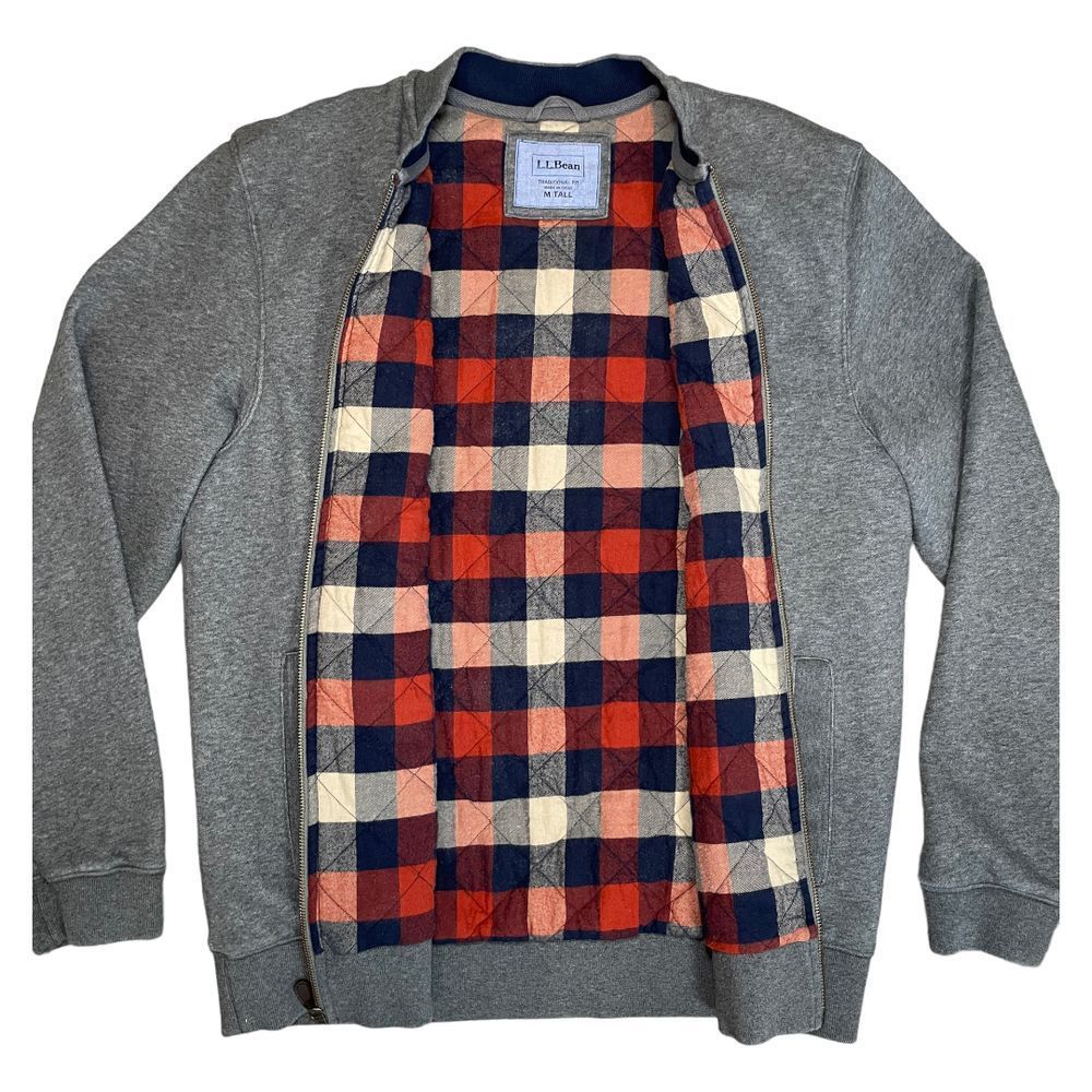 L.L.Bean Traditional Fit Check Bomber Jacket M-TALL